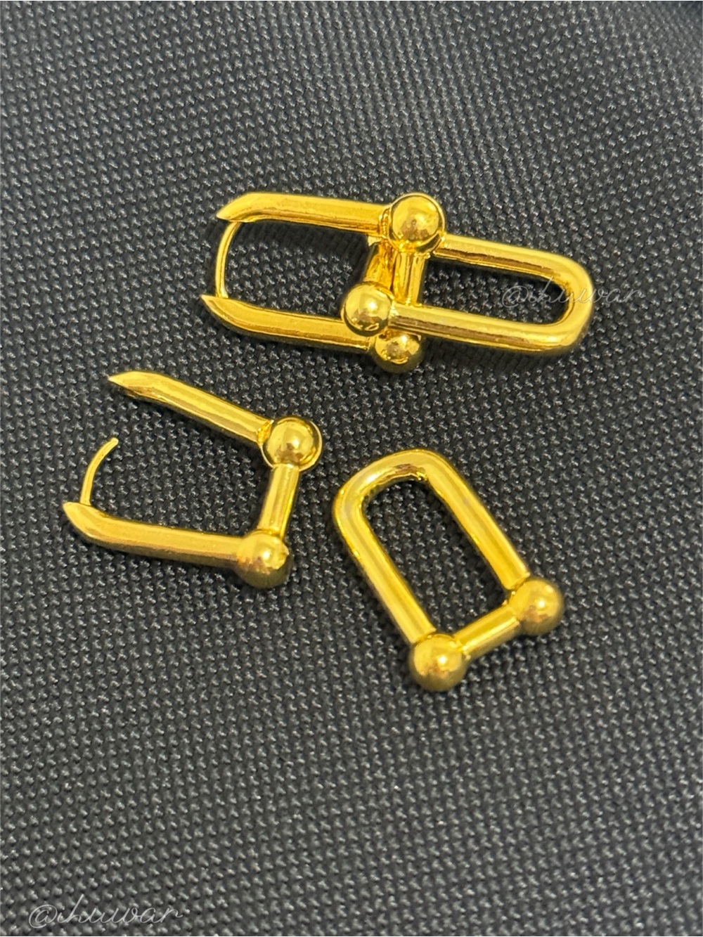 18K Gold Plated Double U Link Chunky Hoop Earrings - Picture 6 of 11